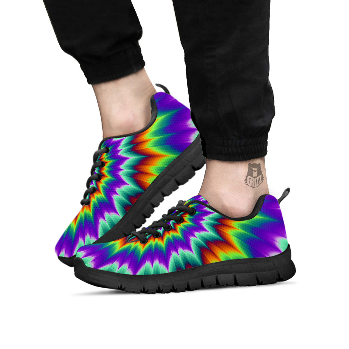 Illusion Optical Psychedelic Spiral Black Sneaker-grizzshop