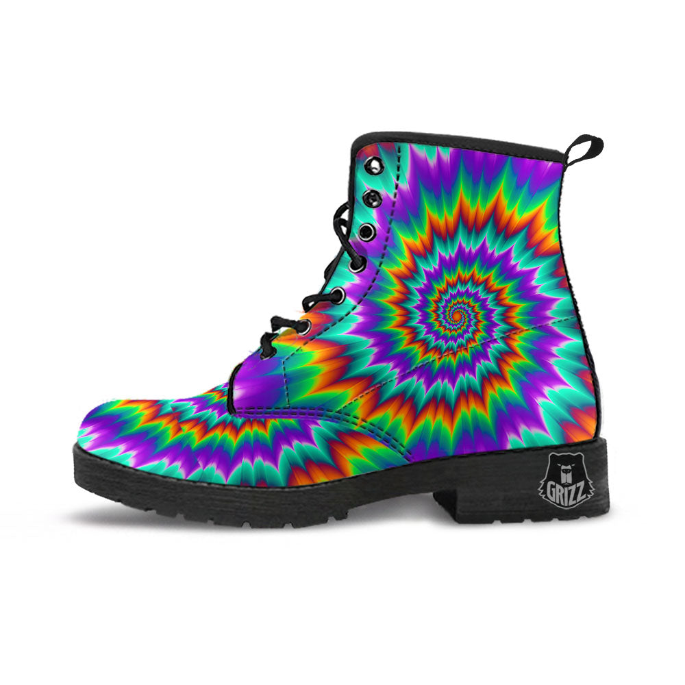 Illusion Optical Psychedelic Spiral Leather Boots-grizzshop