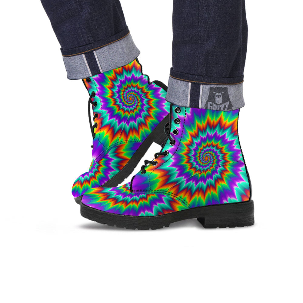 Illusion Optical Psychedelic Spiral Leather Boots-grizzshop