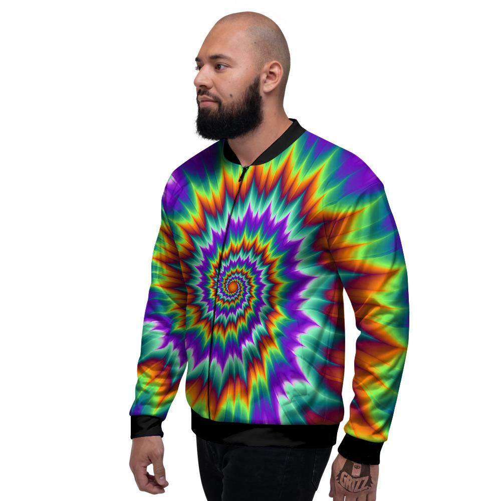 Illusion Optical Psychedelic Spiral Men's Bomber Jacket-grizzshop