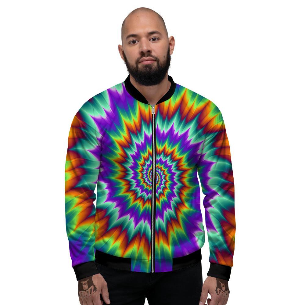 Illusion Optical Psychedelic Spiral Men's Bomber Jacket-grizzshop