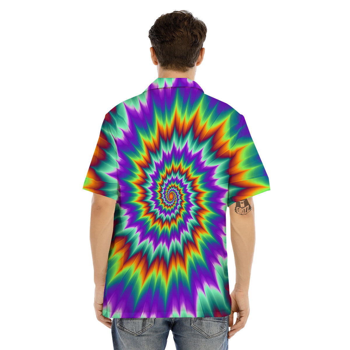 Illusion Optical Psychedelic Spiral Men's Hawaiian Shirt-grizzshop