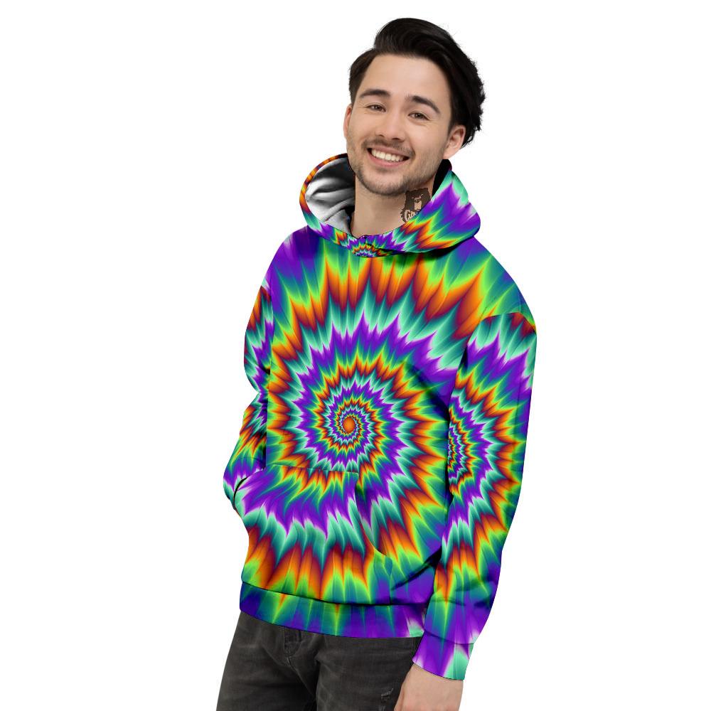 Illusion Optical Psychedelic Spiral Men's Hoodie-grizzshop