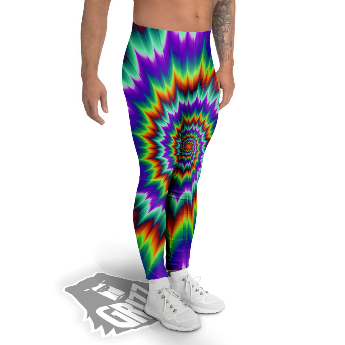 Illusion Optical Psychedelic Spiral Men's Leggings-grizzshop