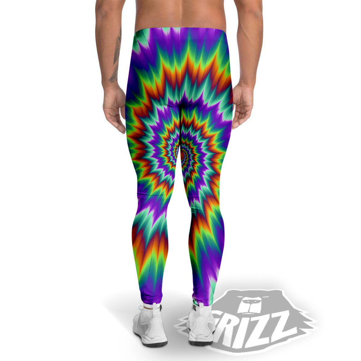 Illusion Optical Psychedelic Spiral Men's Leggings-grizzshop