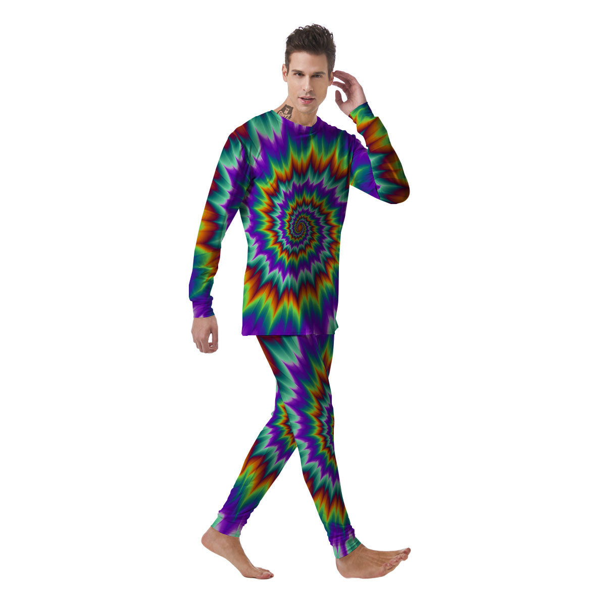 Illusion Optical Psychedelic Spiral Men's Pajamas-grizzshop