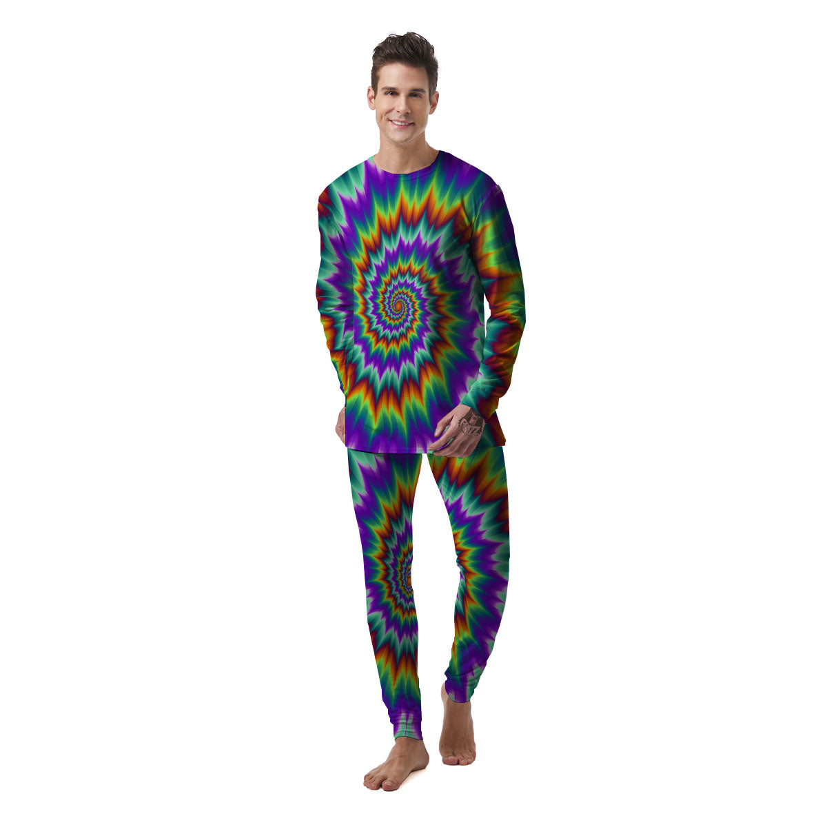 Illusion Optical Psychedelic Spiral Men's Pajamas-grizzshop