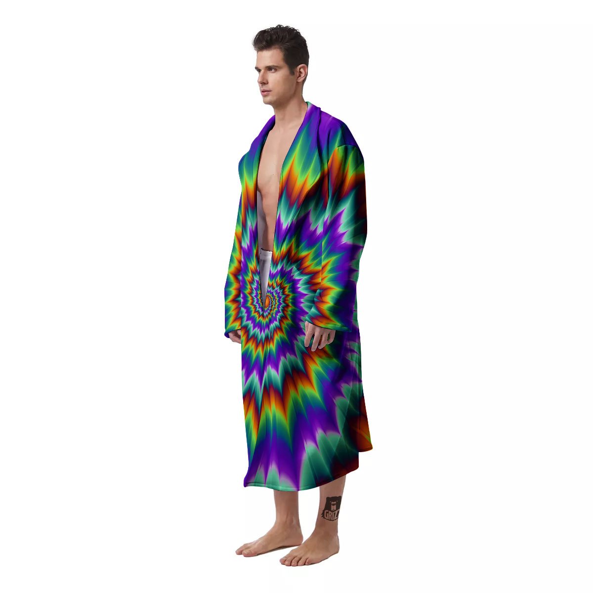 Illusion Optical Psychedelic Spiral Men's Robe-grizzshop