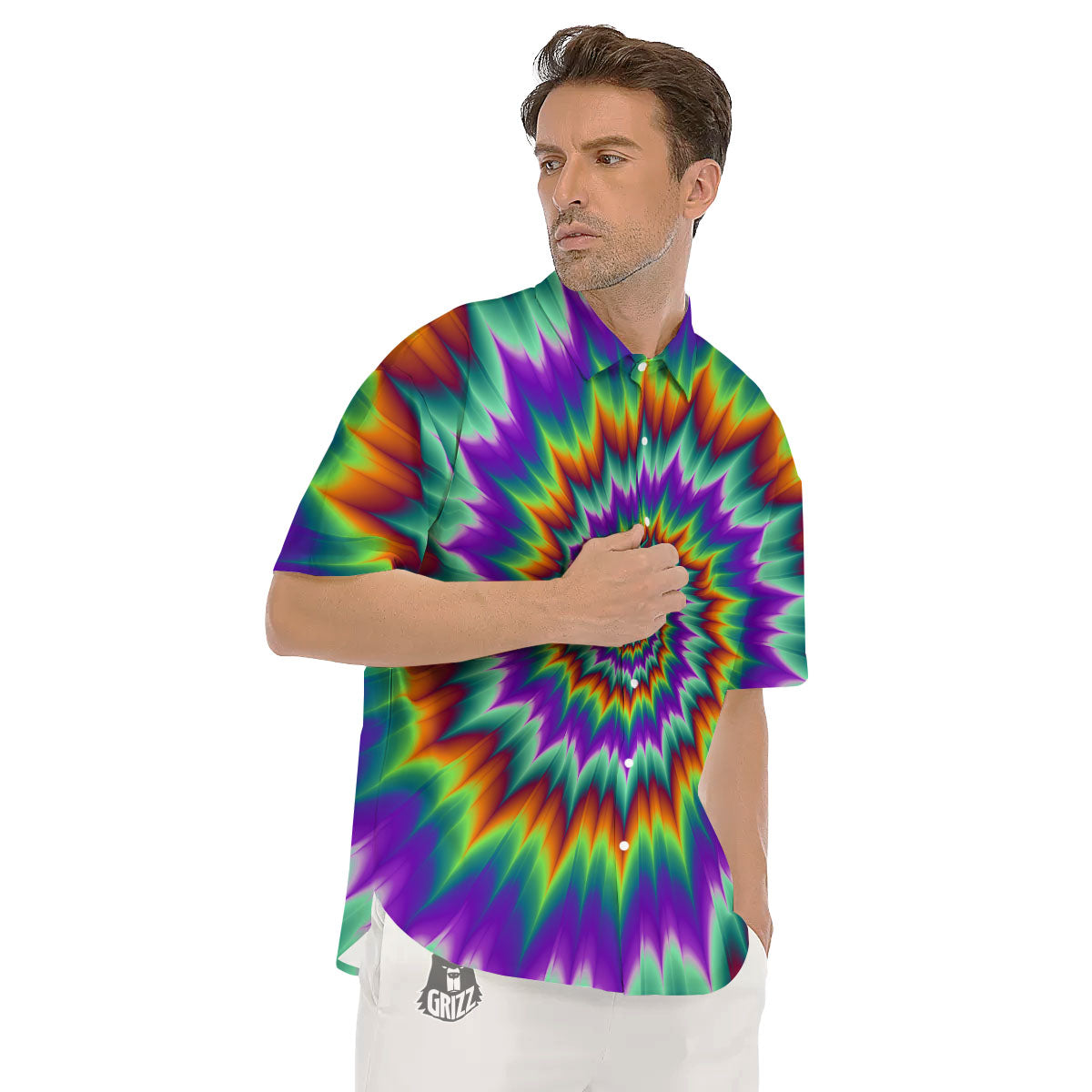 Illusion Optical Psychedelic Spiral Men's Short Sleeve Shirts-grizzshop