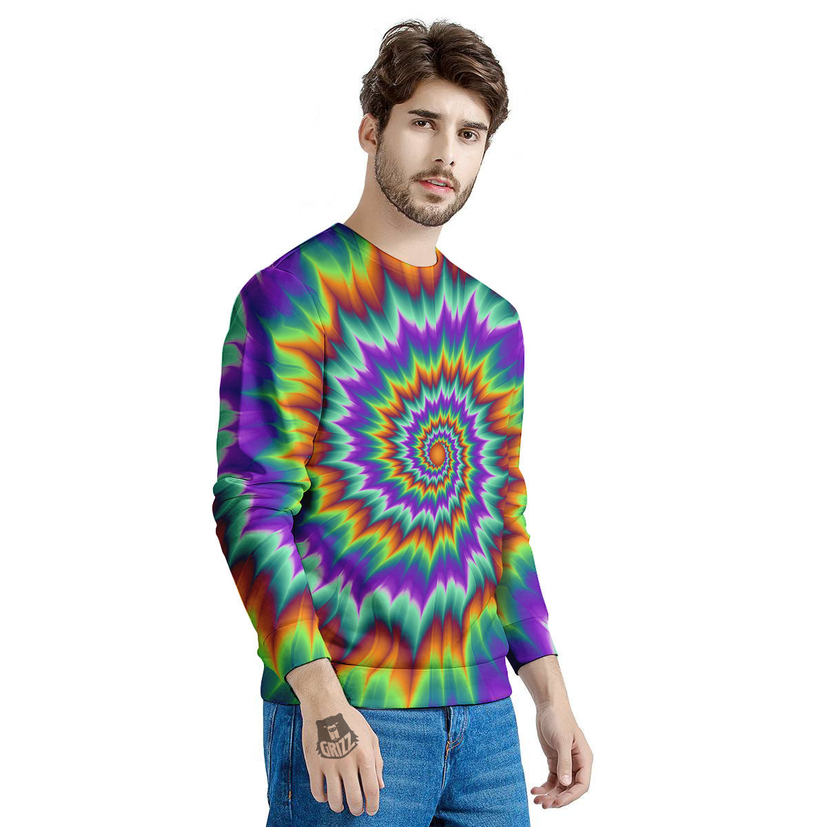 Illusion Optical Psychedelic Spiral Men's Sweatshirt-grizzshop