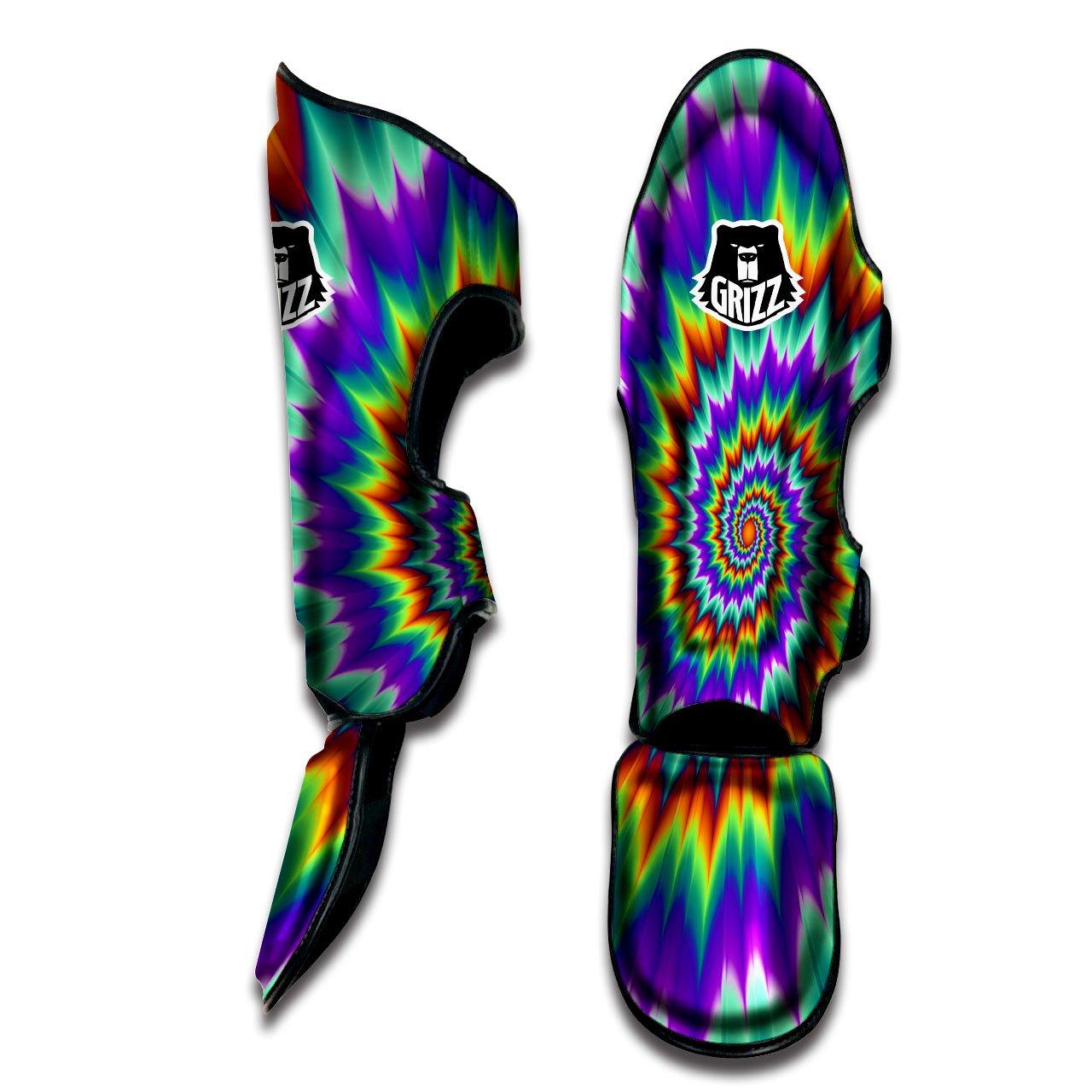 Illusion Optical Psychedelic Spiral Muay Thai Shin Guards-grizzshop