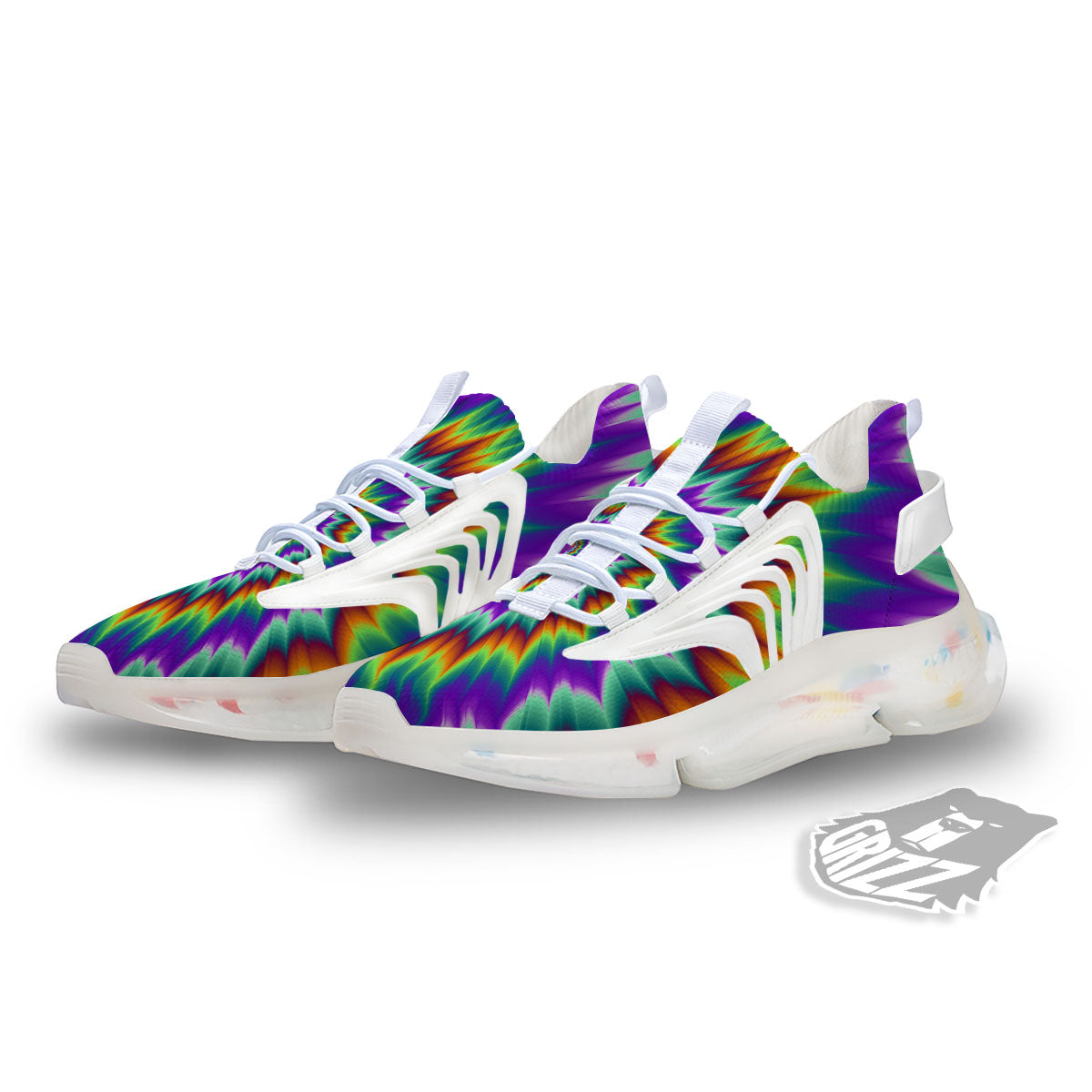 Illusion Optical Psychedelic Spiral White Gym Shoes-grizzshop