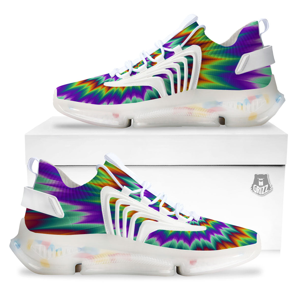 Illusion Optical Psychedelic Spiral White Gym Shoes-grizzshop