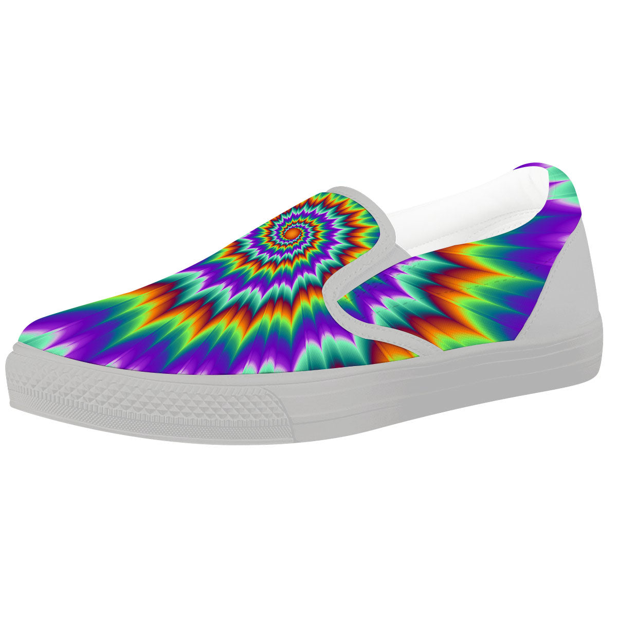 Illusion Optical Psychedelic Spiral White Slip On Shoes-grizzshop