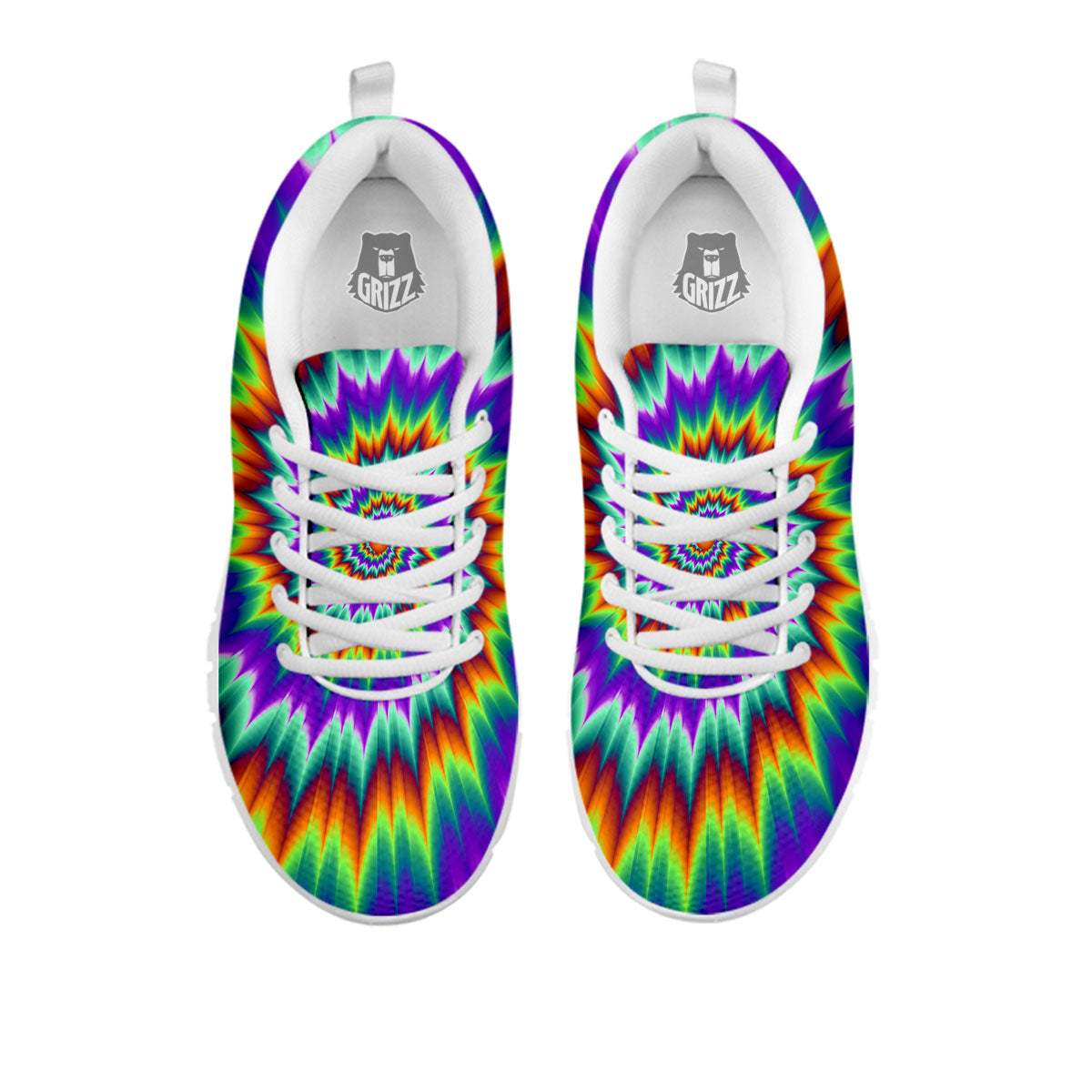 Illusion Optical Psychedelic Spiral White Sneaker-grizzshop