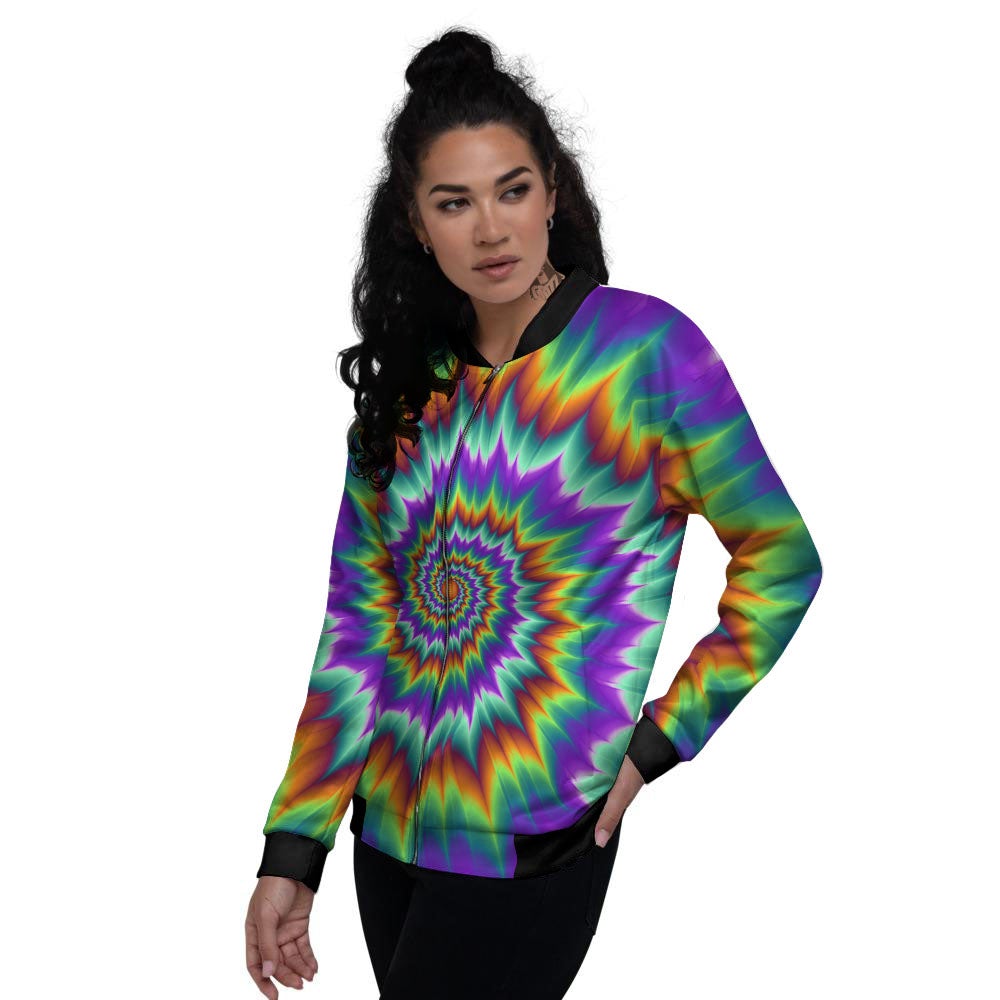 Illusion Optical Psychedelic Spiral Women's Bomber Jacket-grizzshop