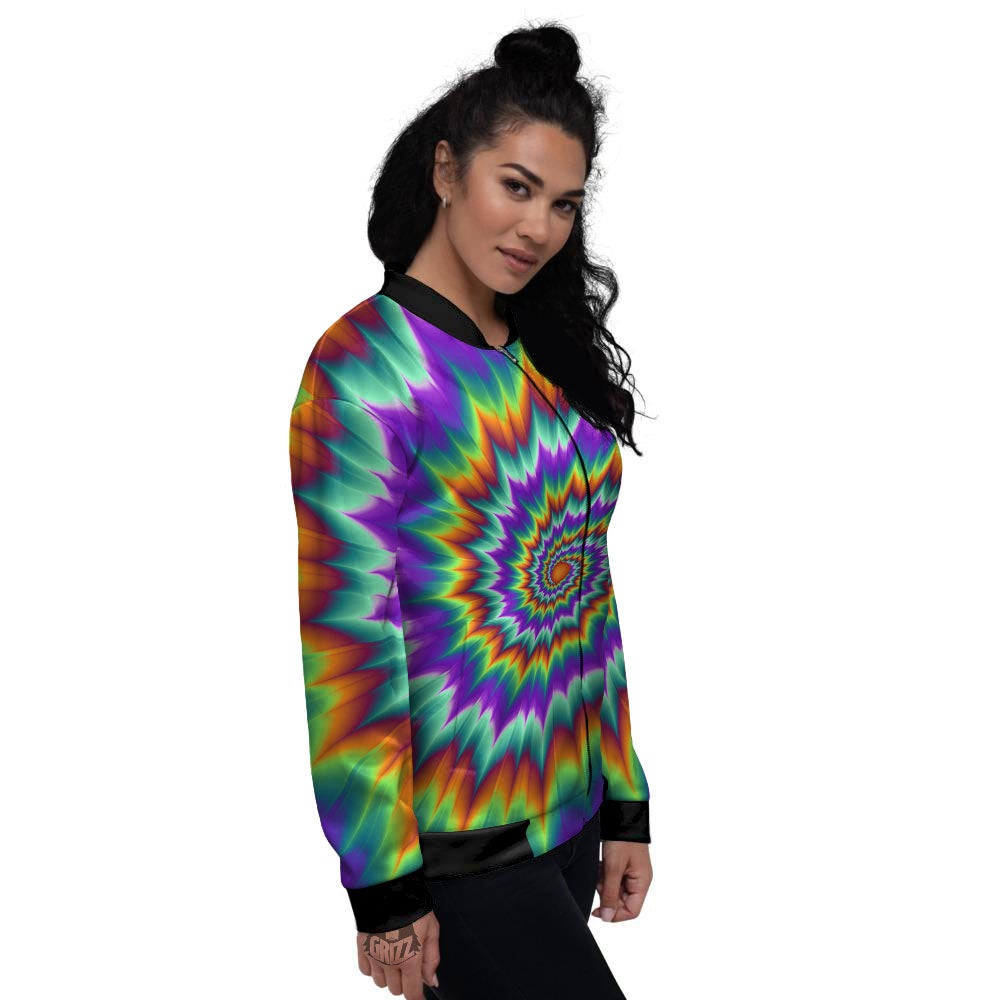 Illusion Optical Psychedelic Spiral Women's Bomber Jacket-grizzshop