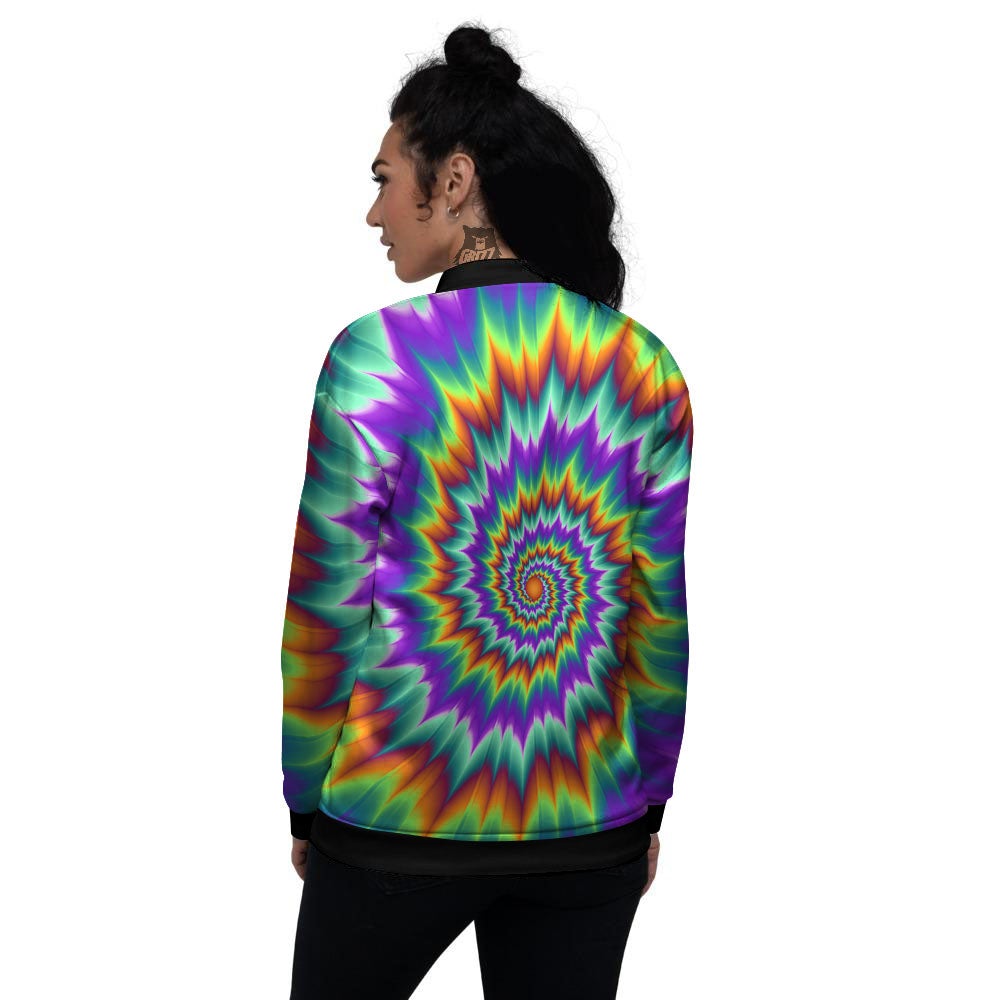 Illusion Optical Psychedelic Spiral Women's Bomber Jacket-grizzshop