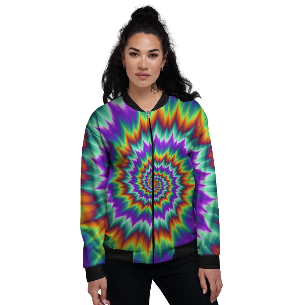 Illusion Optical Psychedelic Spiral Women's Bomber Jacket-grizzshop