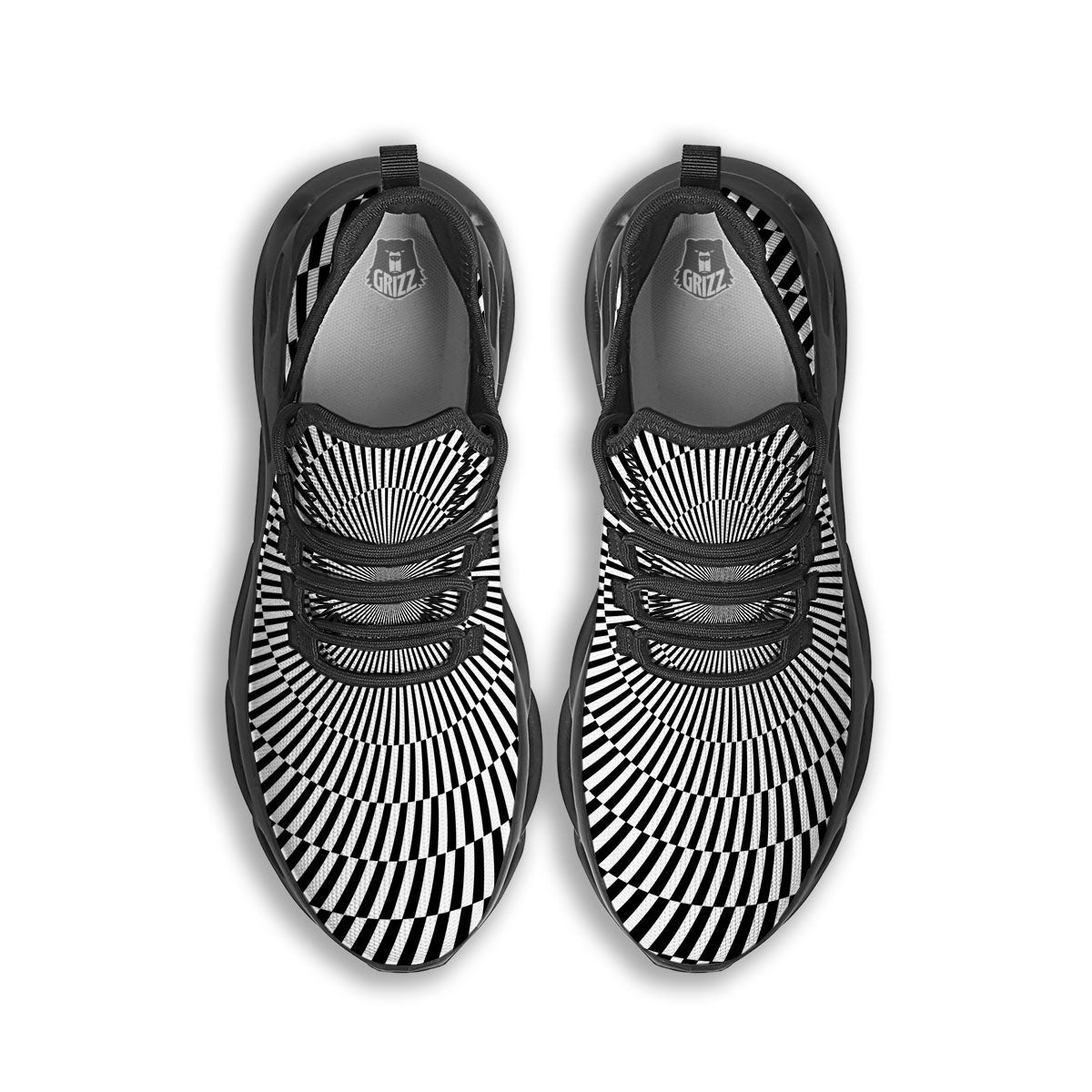 Illusion Optical Psychedelic Web Black Running Shoes-grizzshop