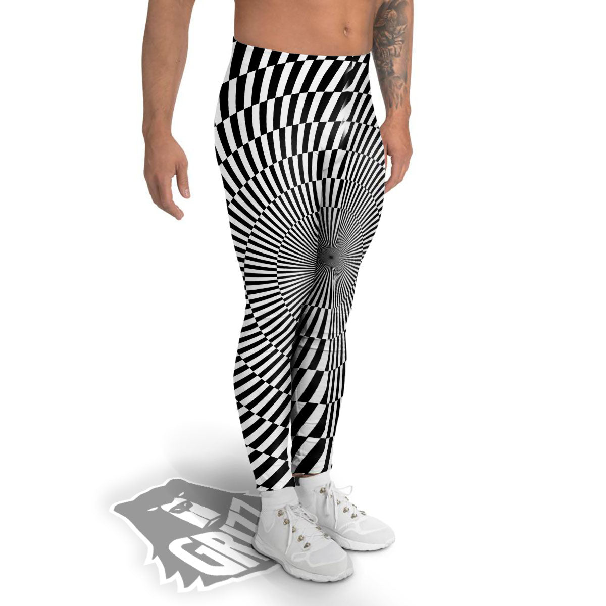 Illusion Optical Psychedelic Web Men's Leggings-grizzshop