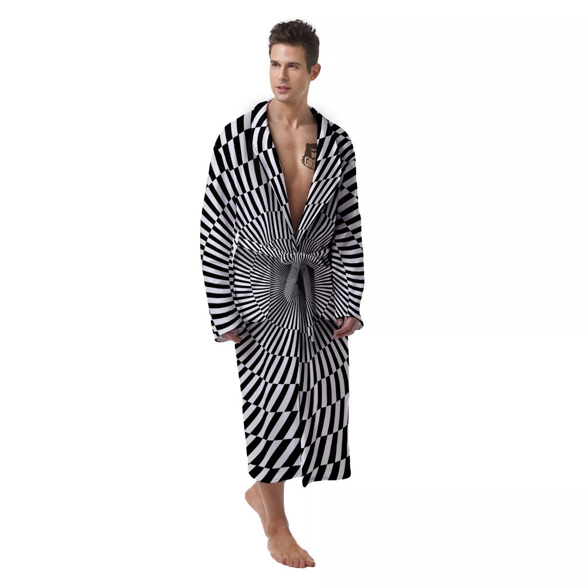 Illusion Optical Psychedelic Web Men's Robe-grizzshop