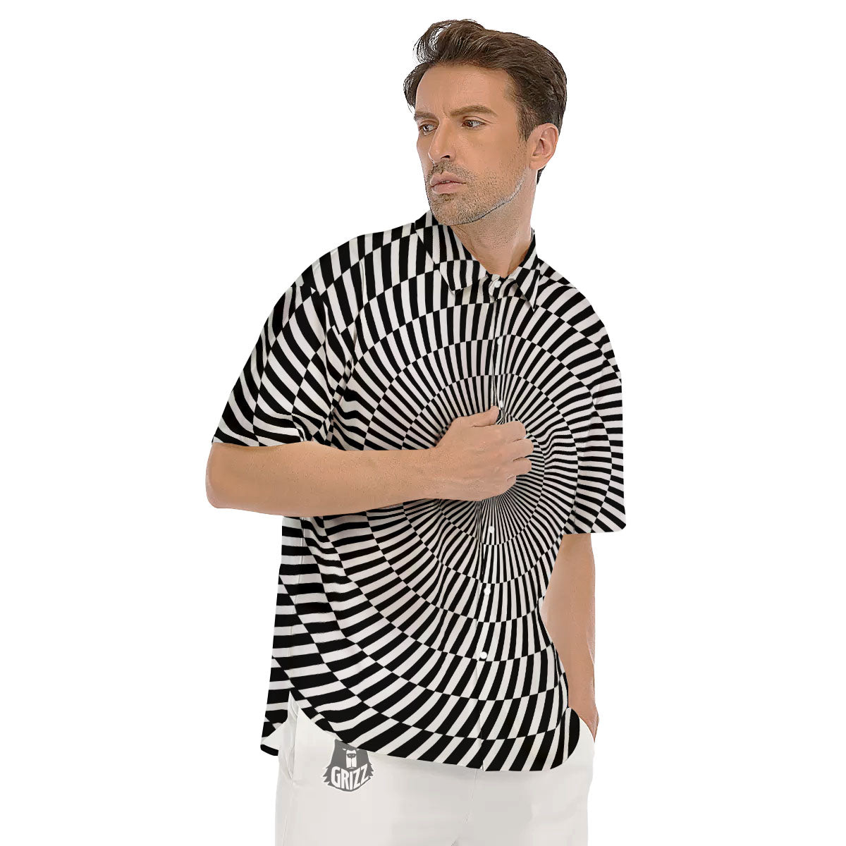 Illusion Optical Psychedelic Web Men's Short Sleeve Shirts-grizzshop