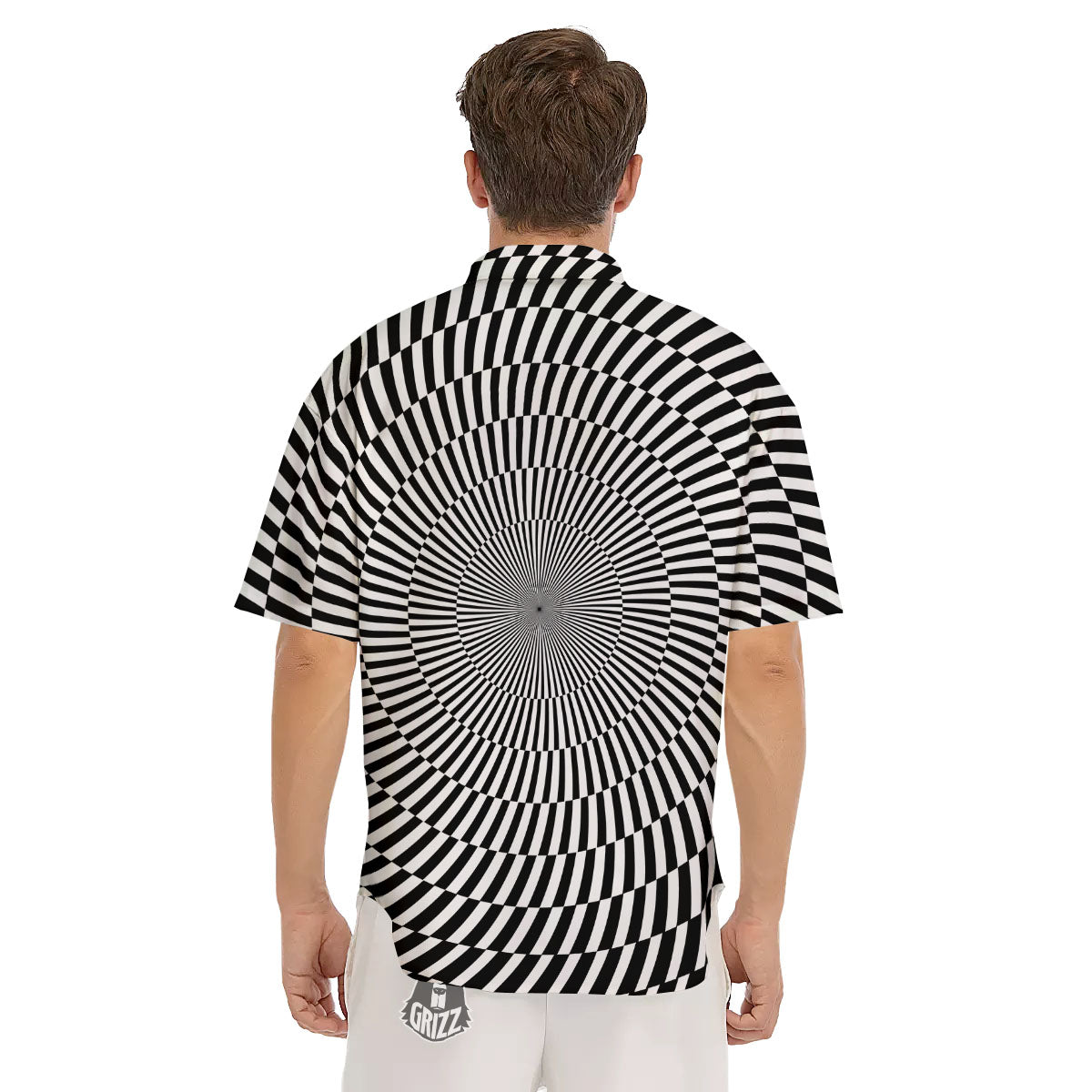 Illusion Optical Psychedelic Web Men's Short Sleeve Shirts-grizzshop