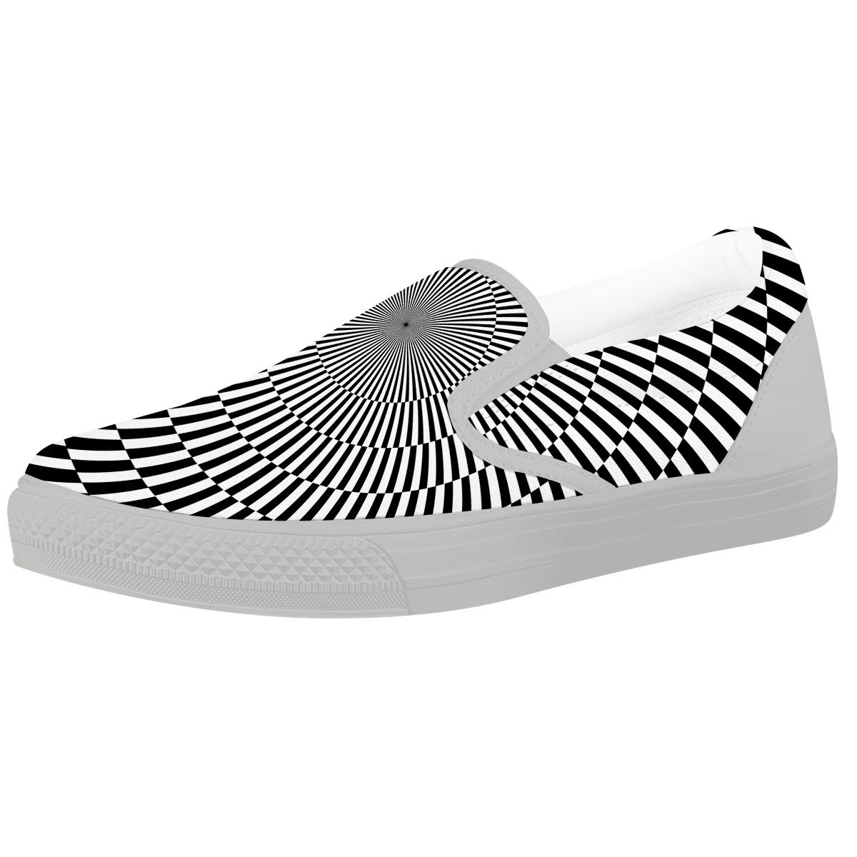 Illusion Optical Psychedelic Web White Slip On Shoes-grizzshop