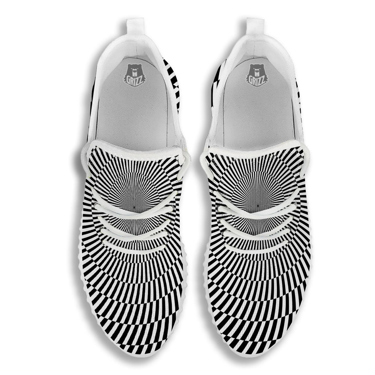 Illusion Optical Psychedelic Web White Walking Shoes-grizzshop