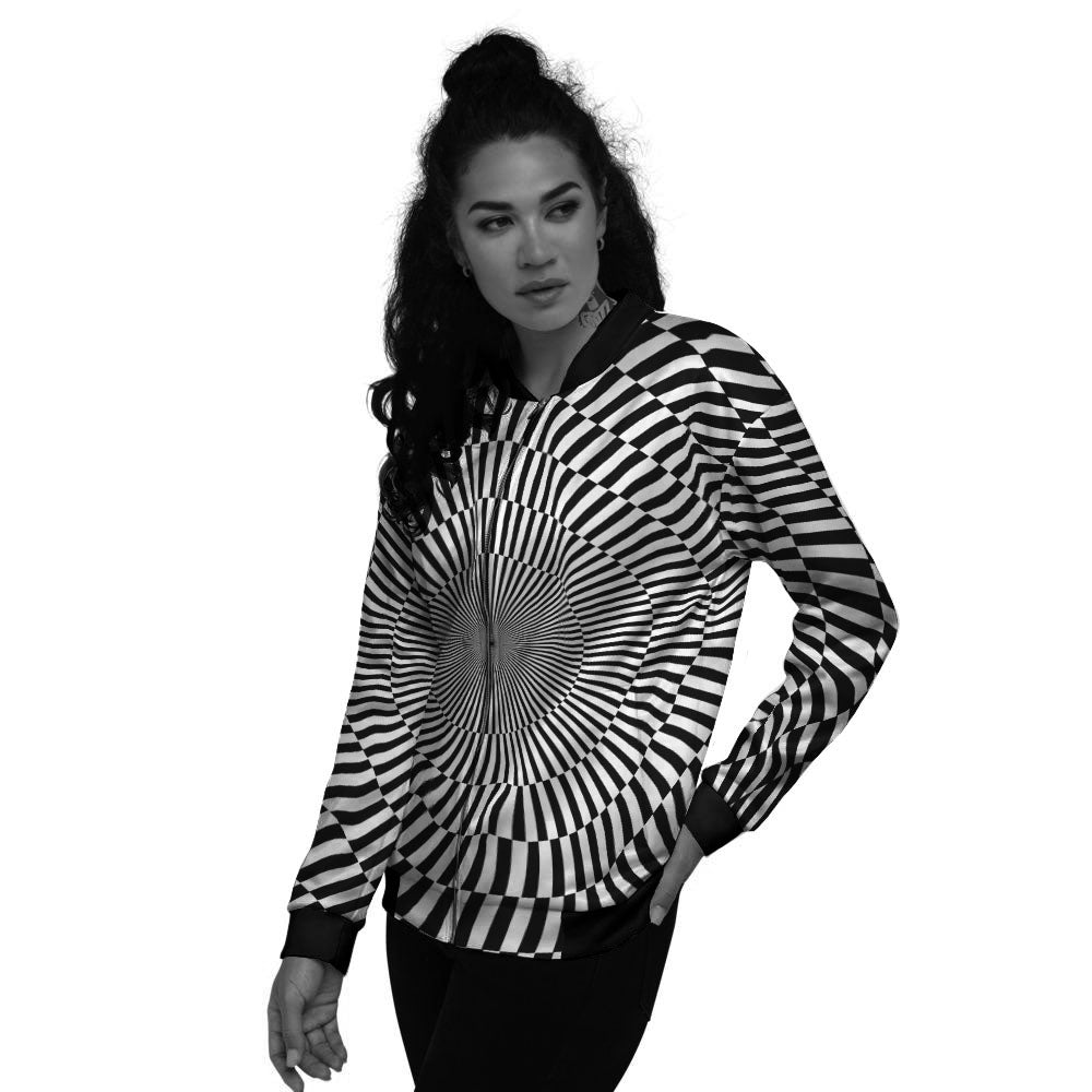 Illusion Optical Psychedelic Web Women's Bomber Jacket-grizzshop