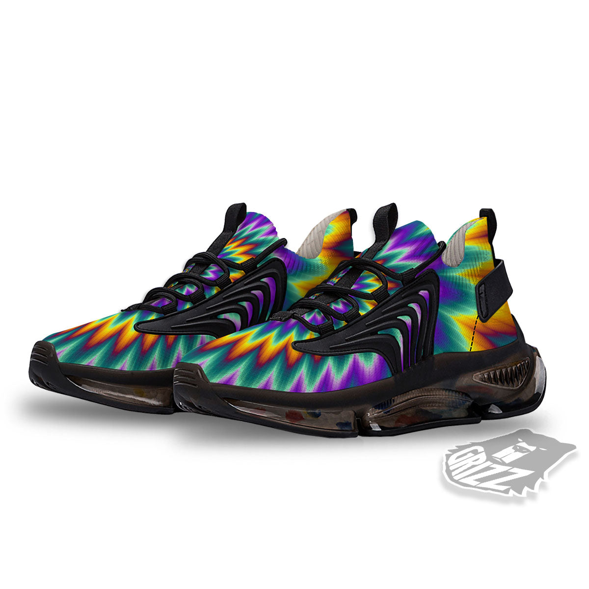 Illusion Optical Rave Psychedelic Black Gym Shoes-grizzshop