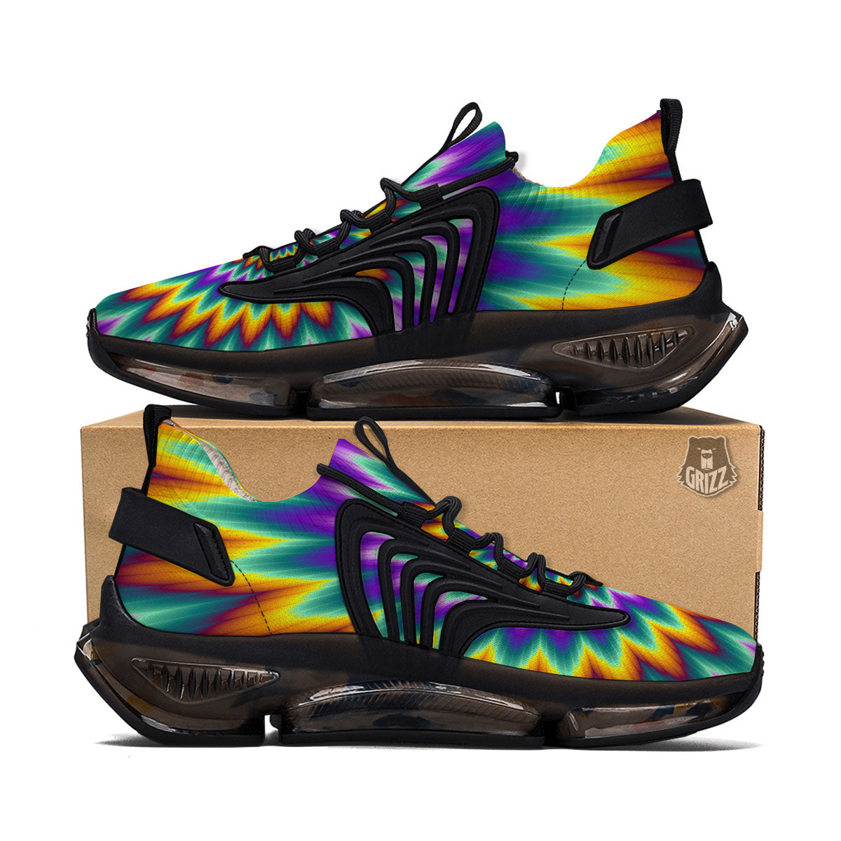Illusion Optical Rave Psychedelic Black Gym Shoes-grizzshop
