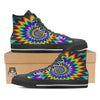 Illusion Optical Rave Psychedelic Black High Top Shoes-grizzshop