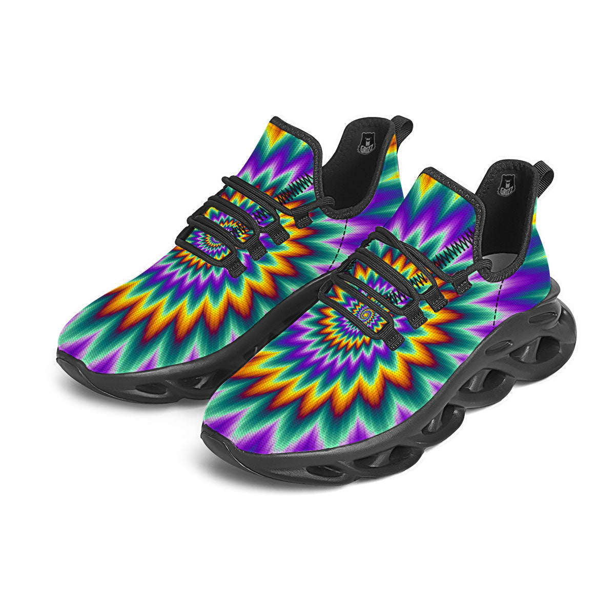 Illusion Optical Rave Psychedelic Black Running Shoes-grizzshop
