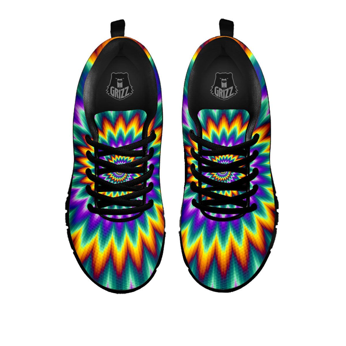 Illusion Optical Rave Psychedelic Black Sneaker-grizzshop