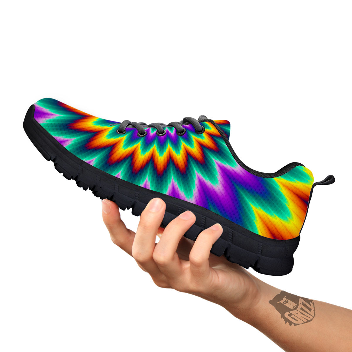 Illusion Optical Rave Psychedelic Black Sneaker-grizzshop