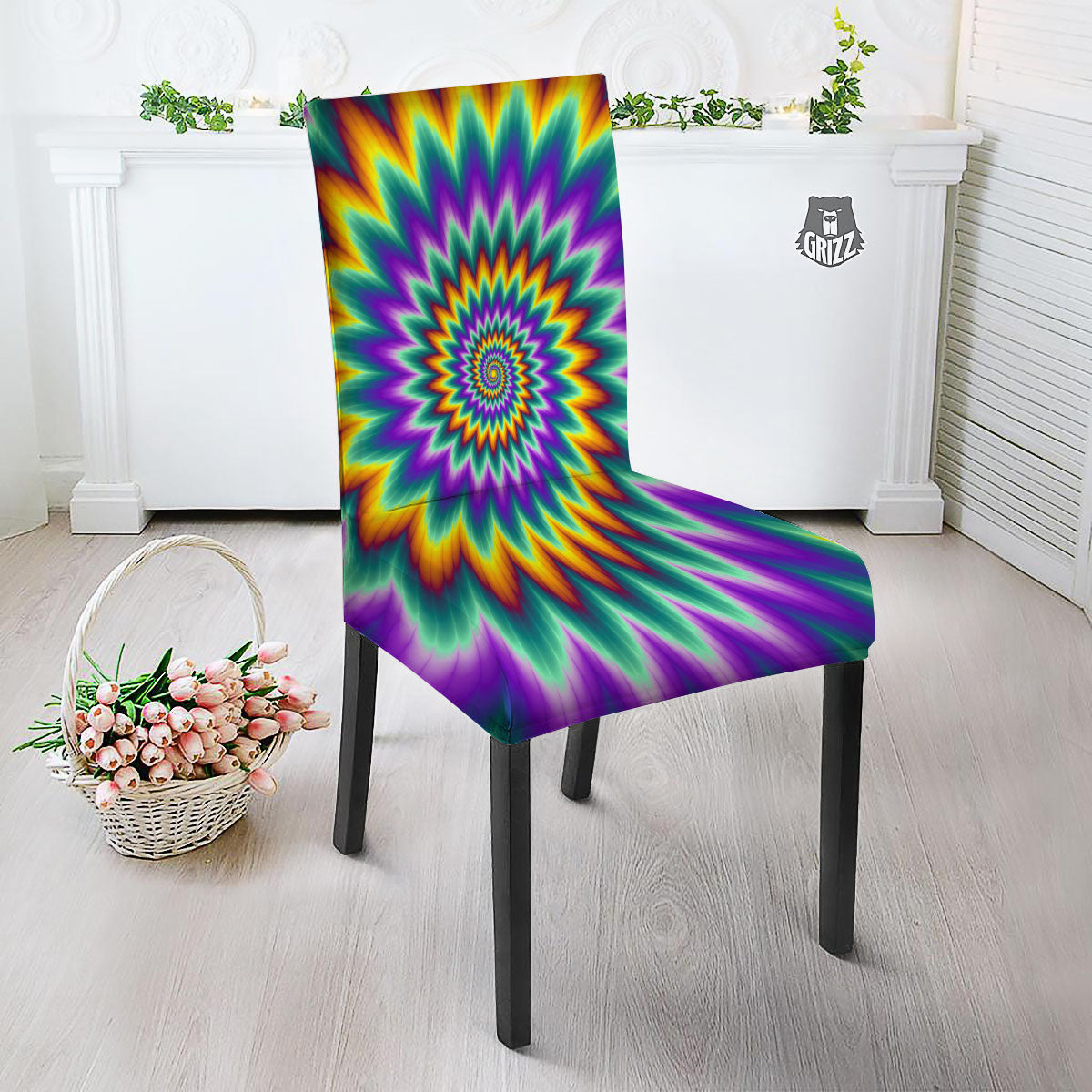 Illusion Optical Rave Psychedelic Dining Chair Slipcover-grizzshop