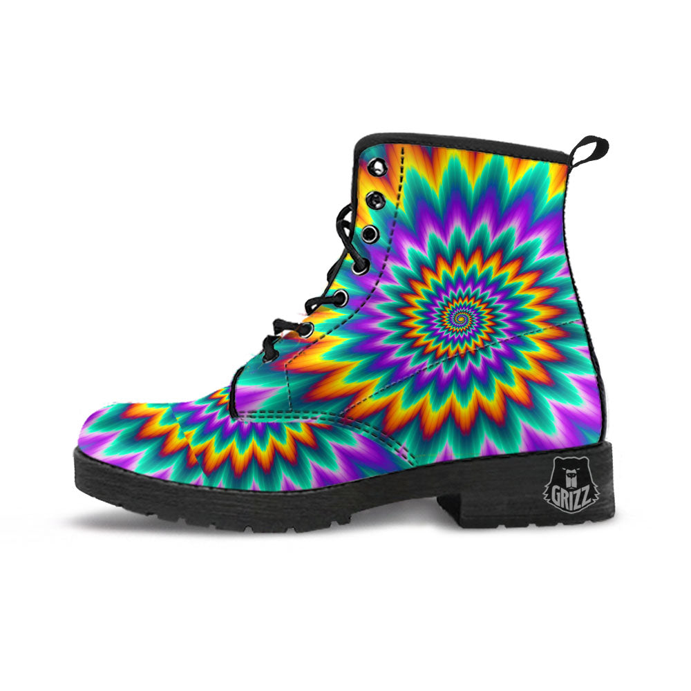 Illusion Optical Rave Psychedelic Leather Boots-grizzshop