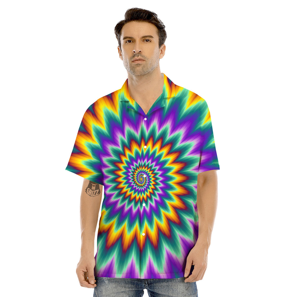 Illusion Optical Rave Psychedelic Men's Hawaiian Shirt-grizzshop