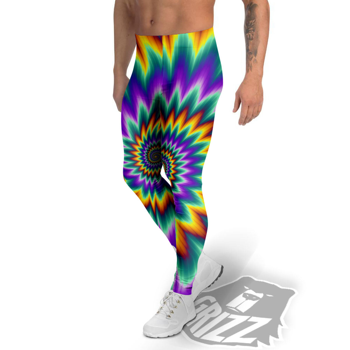 Illusion Optical Rave Psychedelic Men's Leggings-grizzshop