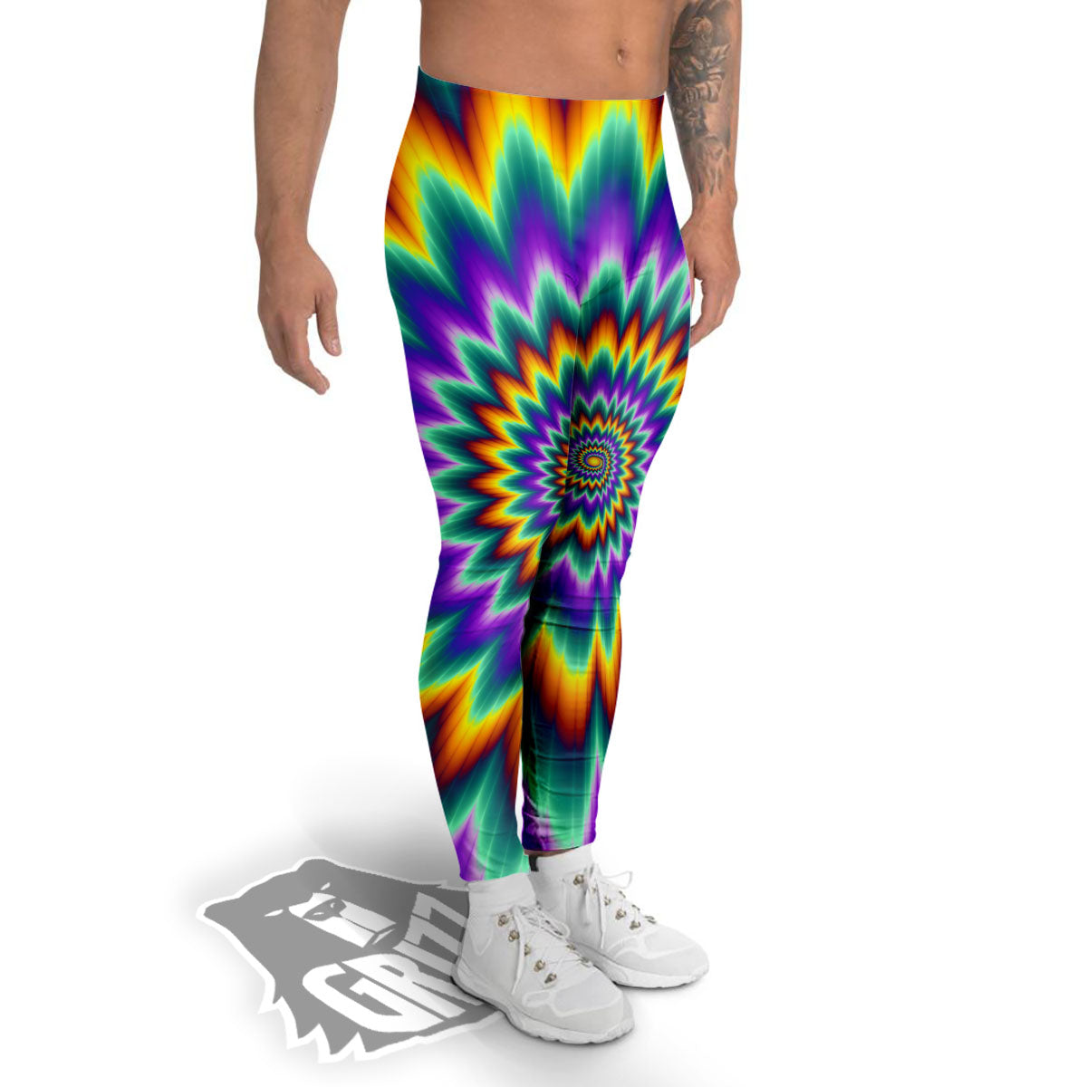 Illusion Optical Rave Psychedelic Men's Leggings-grizzshop