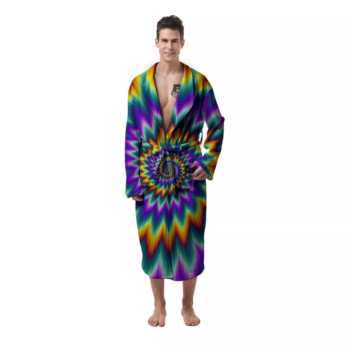 Illusion Optical Rave Psychedelic Men's Robe-grizzshop