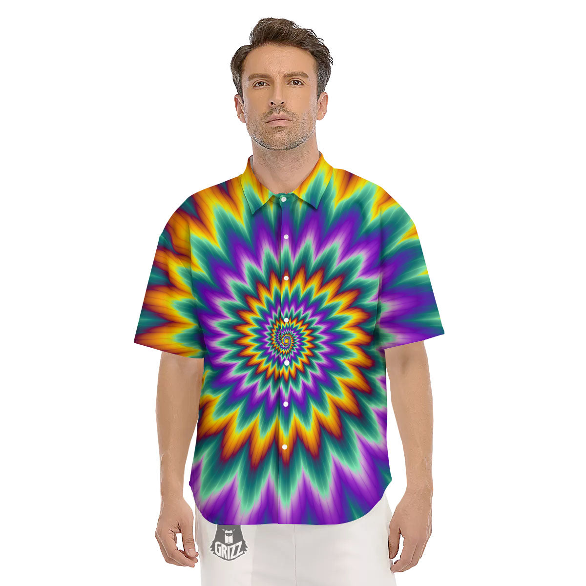 Illusion Optical Rave Psychedelic Men's Short Sleeve Shirts-grizzshop