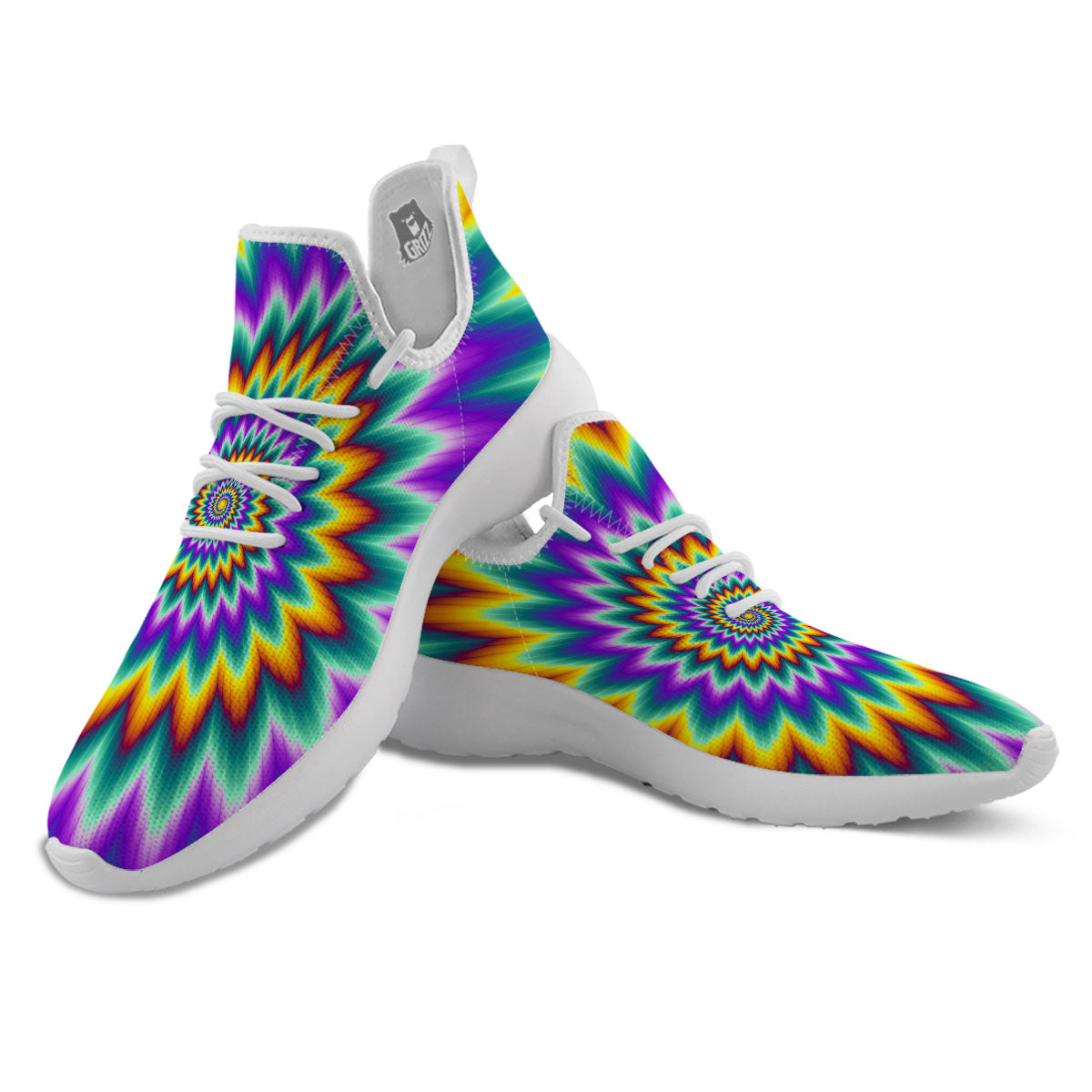 Illusion Optical Rave Psychedelic White Athletic Shoes-grizzshop