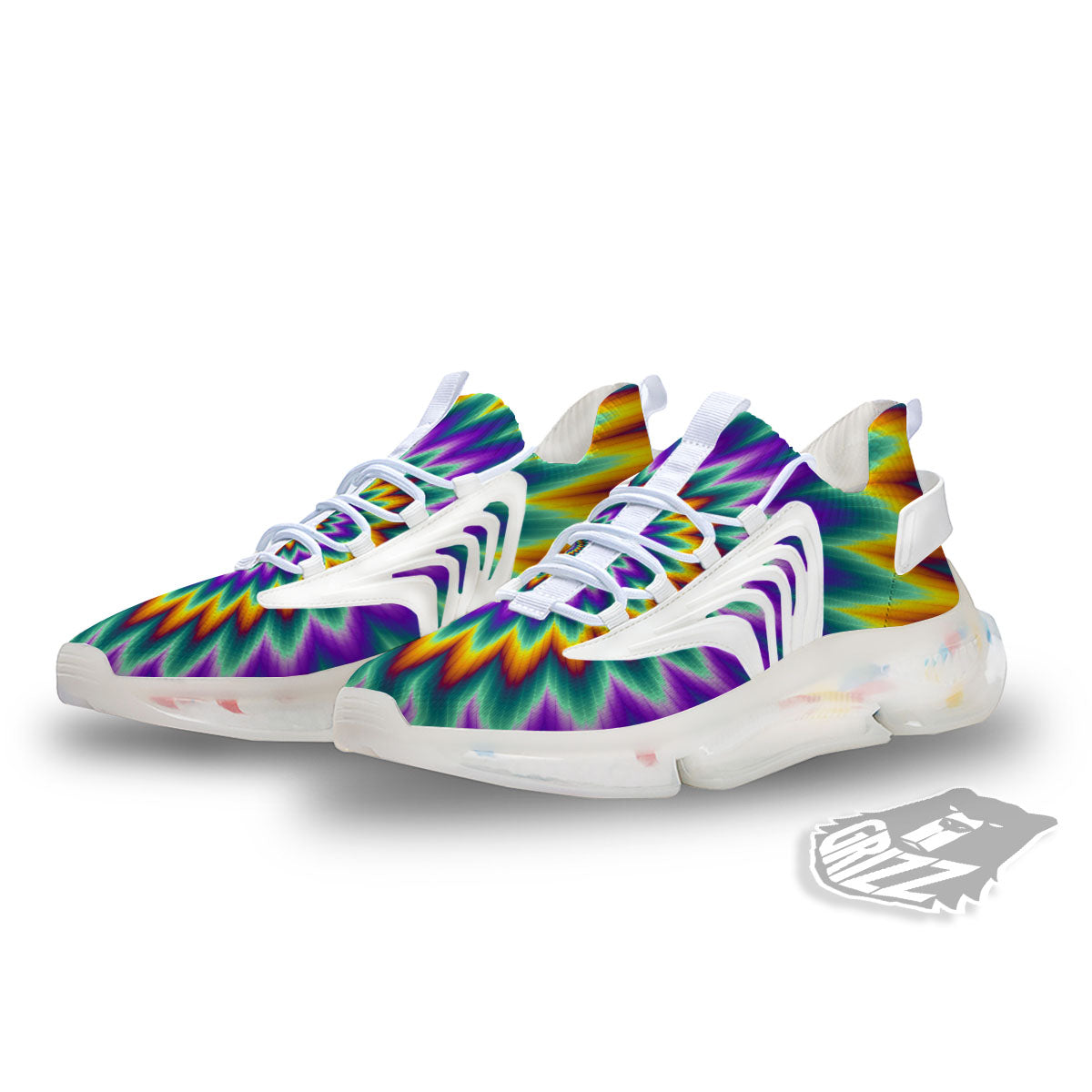 Illusion Optical Rave Psychedelic White Gym Shoes-grizzshop