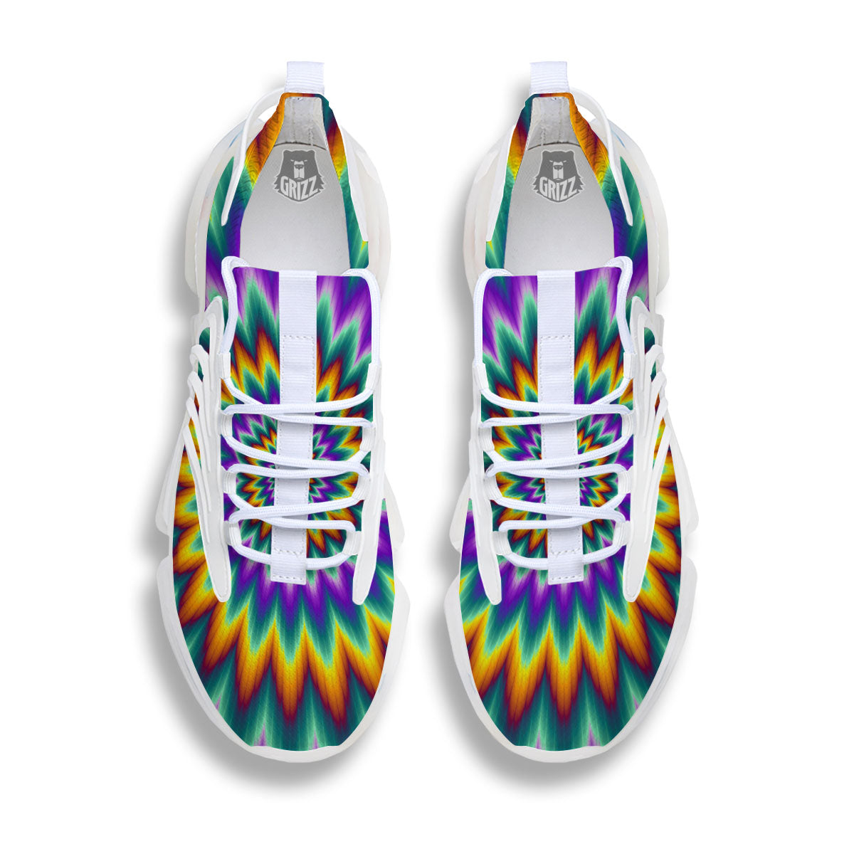 Illusion Optical Rave Psychedelic White Gym Shoes-grizzshop