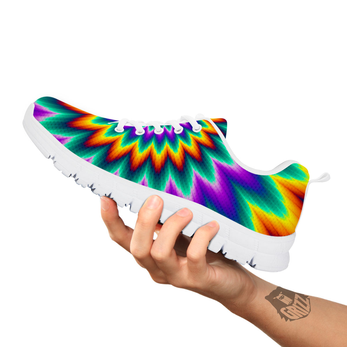 Illusion Optical Rave Psychedelic White Sneaker-grizzshop