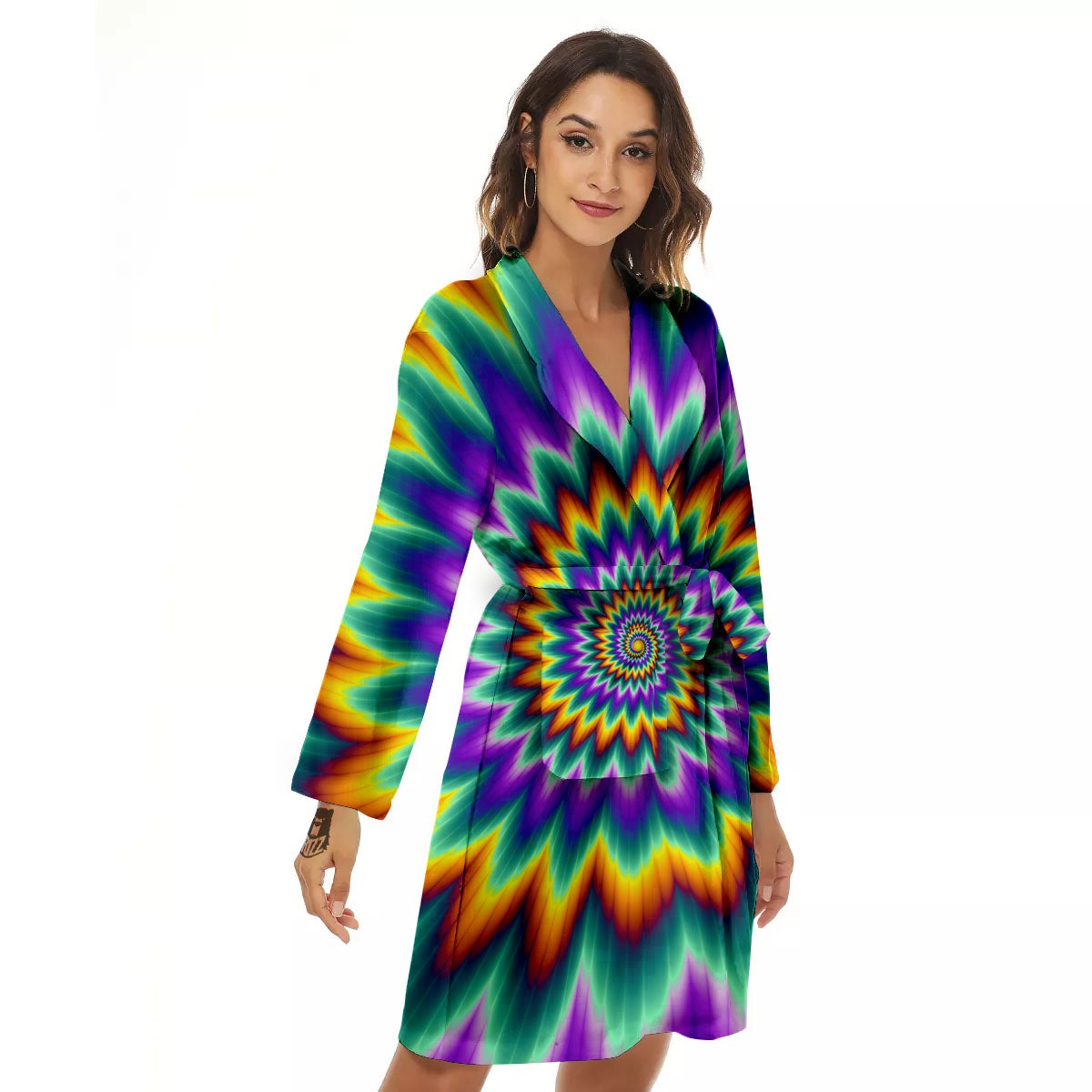 Illusion Optical Rave Psychedelic Women's Robe-grizzshop