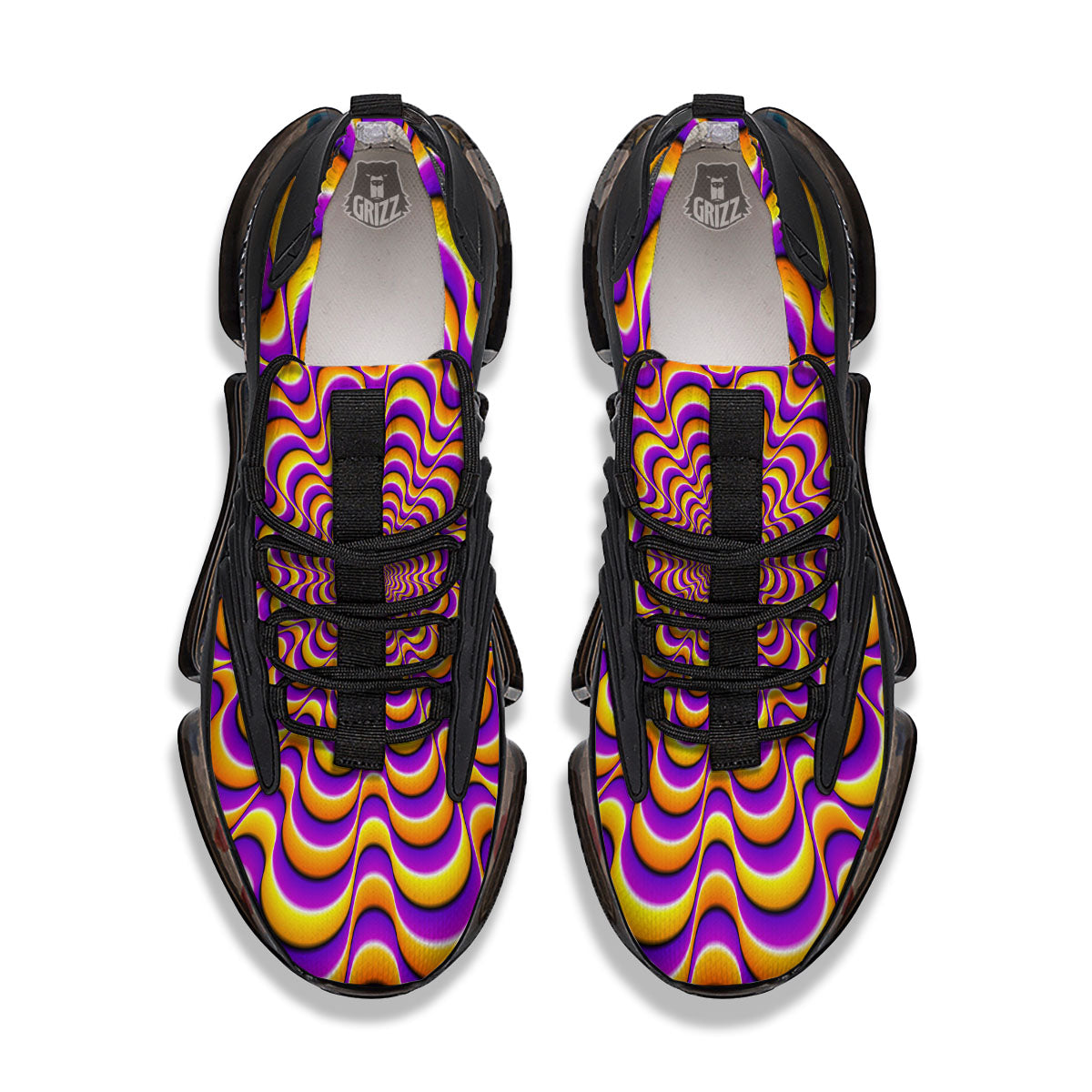 Illusion Optical Wave Psychedelic Black Gym Shoes-grizzshop